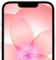 iPhone 17e, vista parcial de la parte frontal con Ceramic Shield 2, color rosa pálido, el fondo de pantalla muestra la imagen de una flor rosada